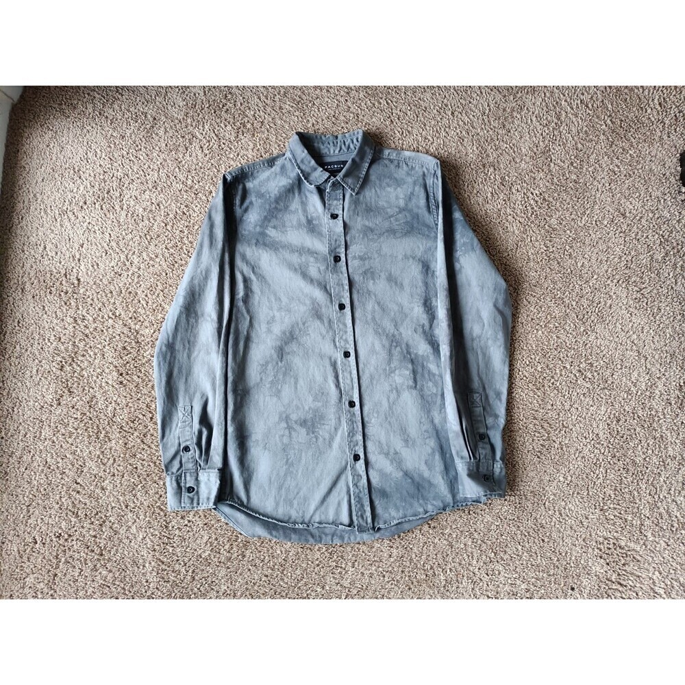 Pacsun Shirt Men's Medium Denim Button Down Gray Long Sleeve